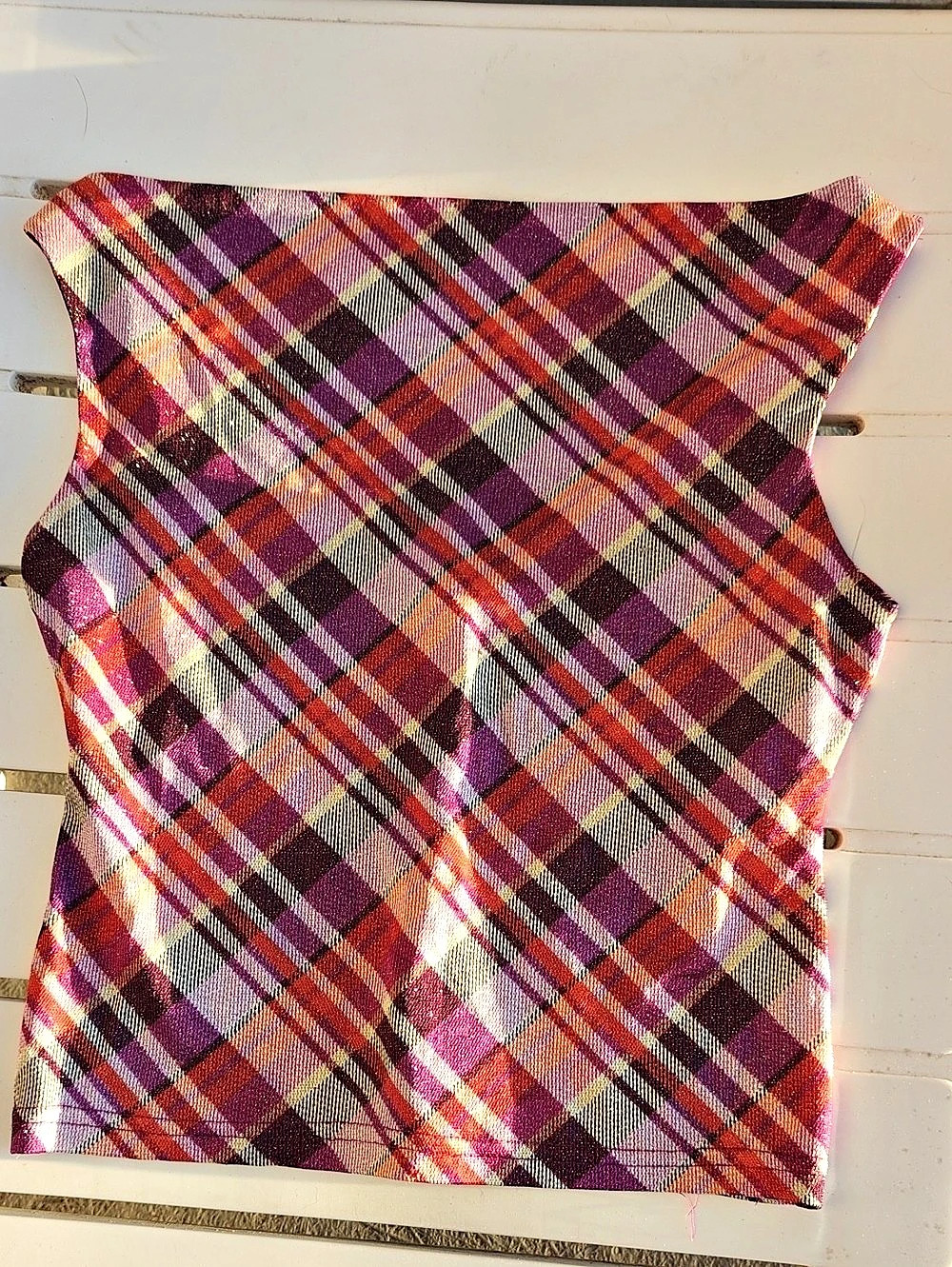 y2k Vintage Garage Plaid Tank Top in Purple & Orange